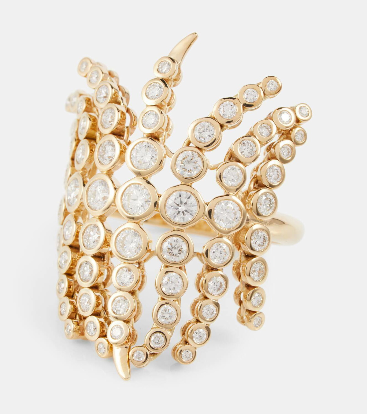Ondyn Fringe 14kt gold ring with diamonds