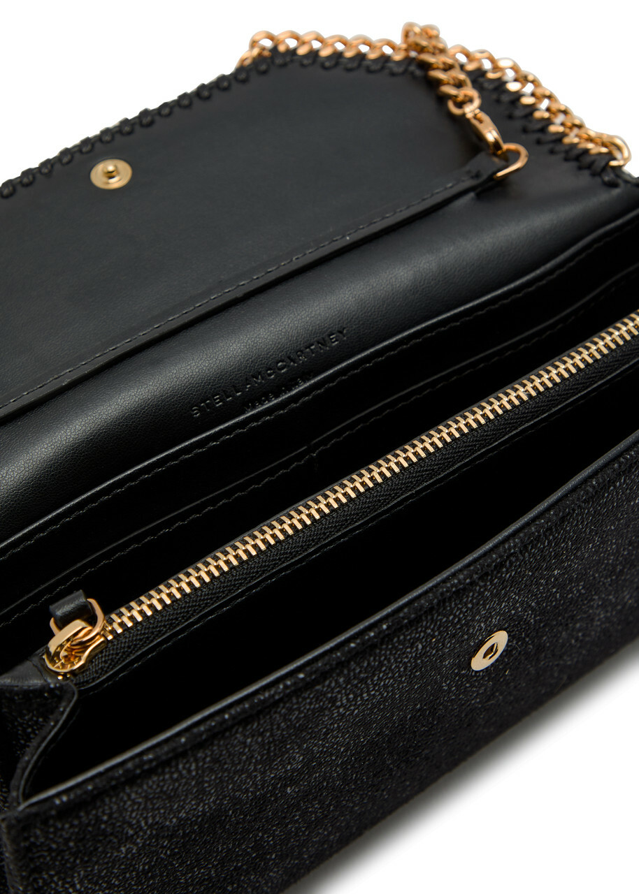 Stella Mccartney Falabella Grained Faux Suede Wallet-on-chain - Black - One Size