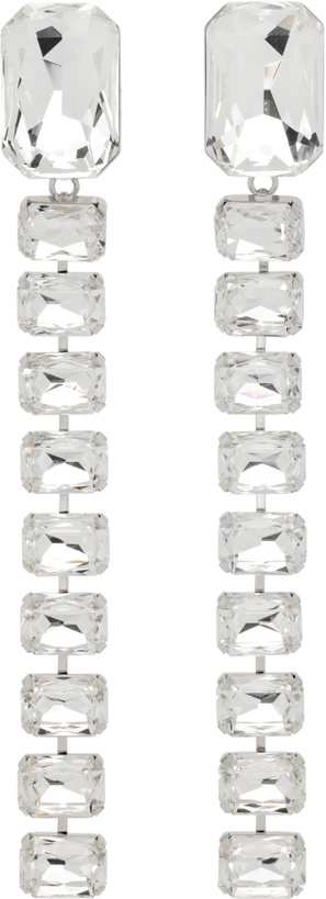 Photo: AREA Silver Baguette Crystal Drop Earrings