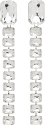 AREA Silver Baguette Crystal Drop Earrings