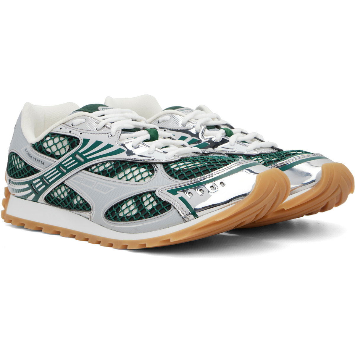 Bottega Veneta Green & Silver Orbit Sneakers