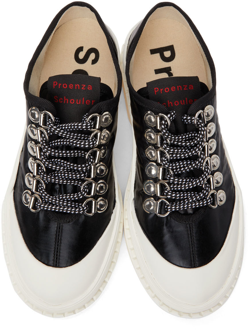 Proenza Schouler Black Satin City Lug Sole Lace Up Derbys Proenza