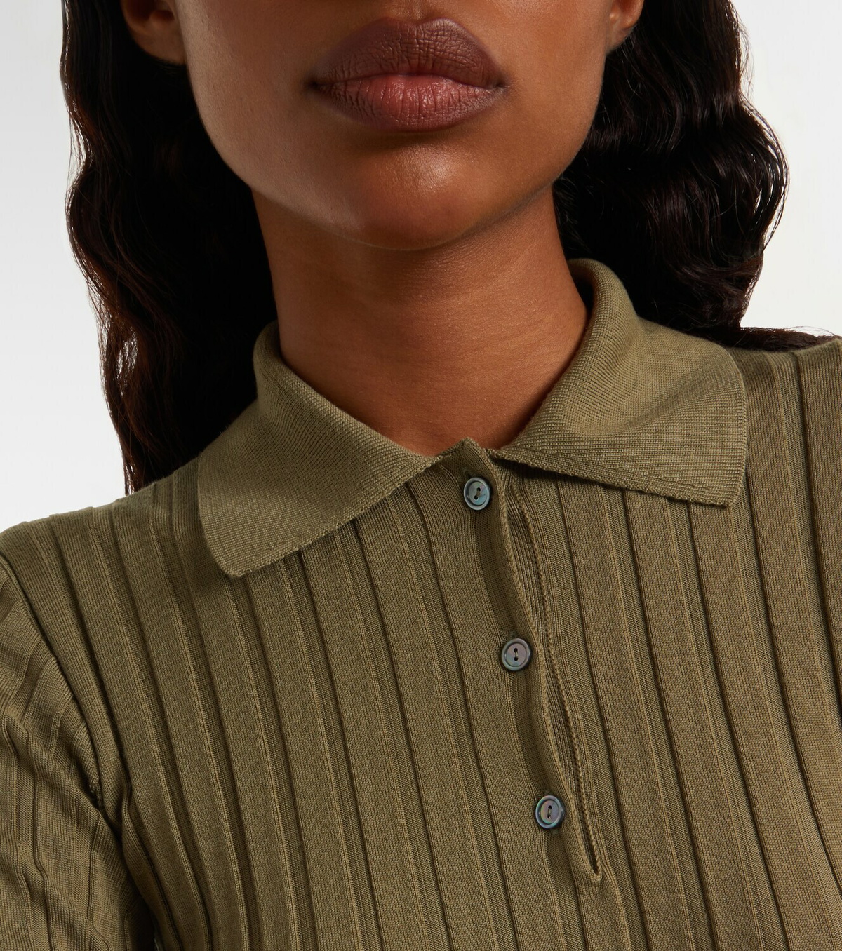 Calvin Klein Collection Ribbed-knit wool polo shirt
