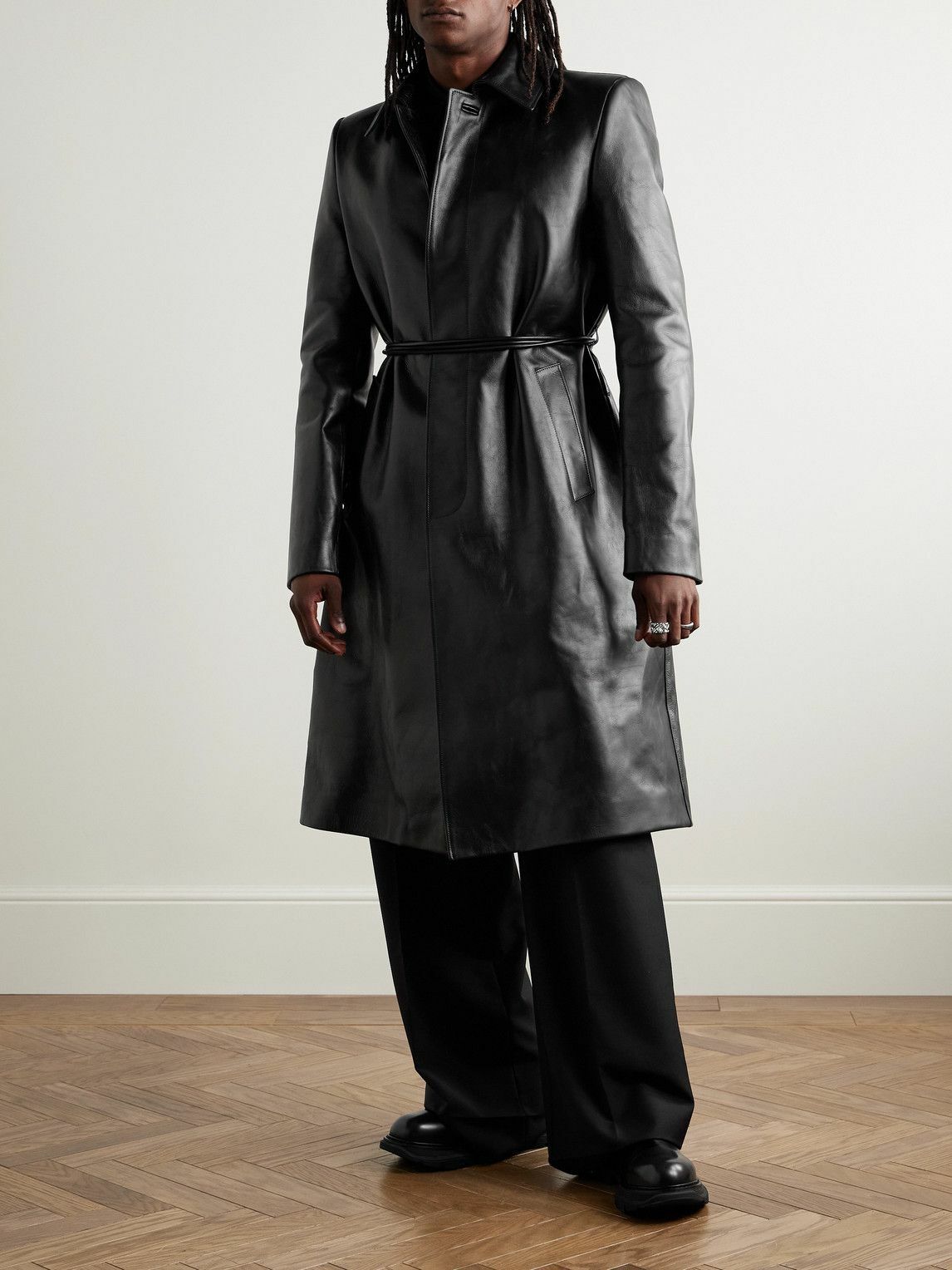 Alexander McQueen - Belted Leather Coat - Black Alexander