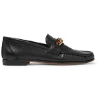Versace - Antares Chain-Trimmed Textured-Leather Loafers - Black