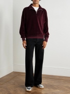Les Tien - Cotton-Blend Velour Half-Zip Sweatshirt - Burgundy