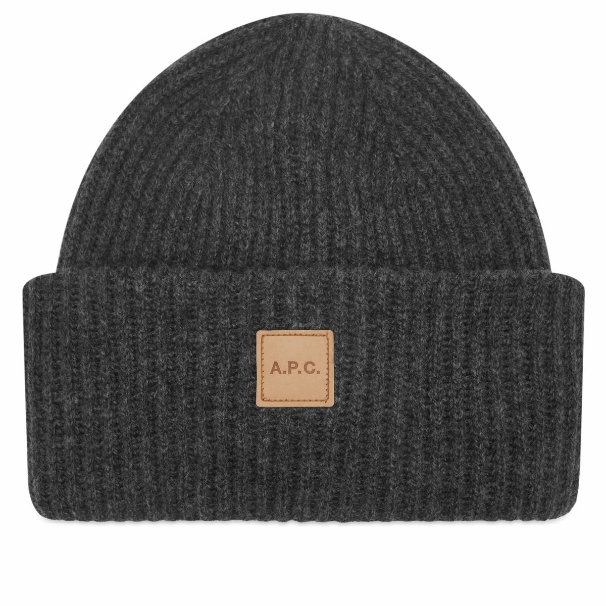 A.P.C. Men's Michelle Patch Beanie in Heather Grey