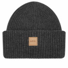 A.P.C. Men's Michelle Patch Beanie in Heather Grey