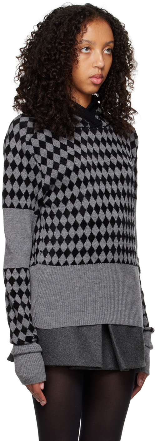 Maximilian Davis Black & Gray Harlequin Hoodie