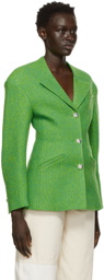 GANNI Green Pure Wool Fitted Blazer