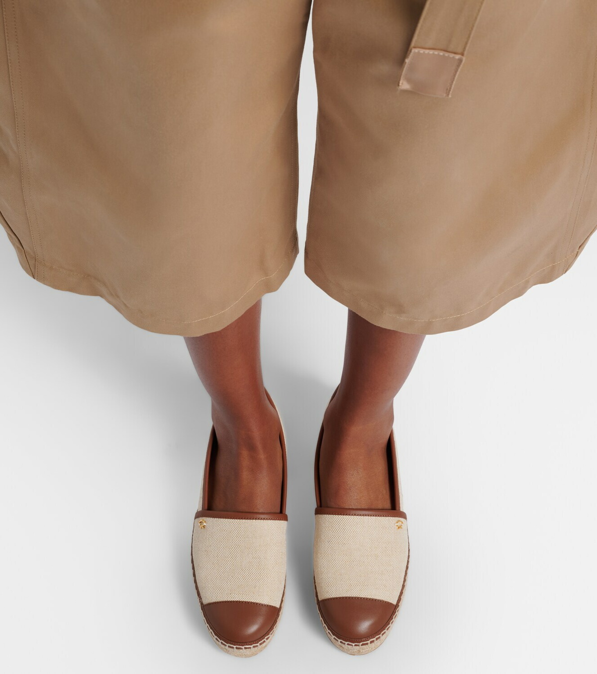Gianvito Rossi Leather-trimmed canvas espadrilles