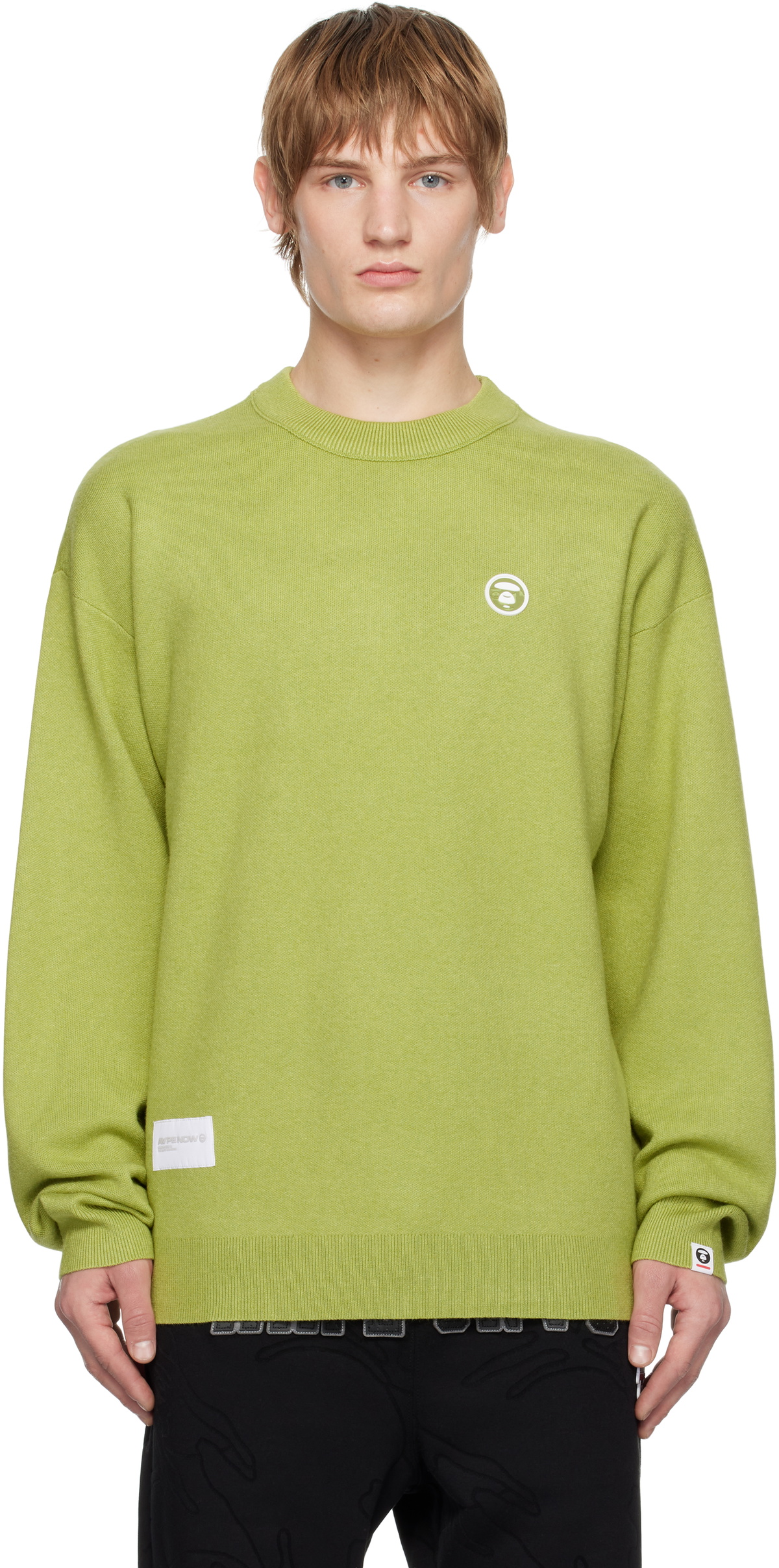 AAPE by A Bathing Ape Green AAPE NOW Knit Sweater AAPE by A