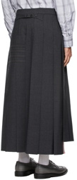 Thom Browne Grey Wool 4-Bar Backstrap Pleated Skirt