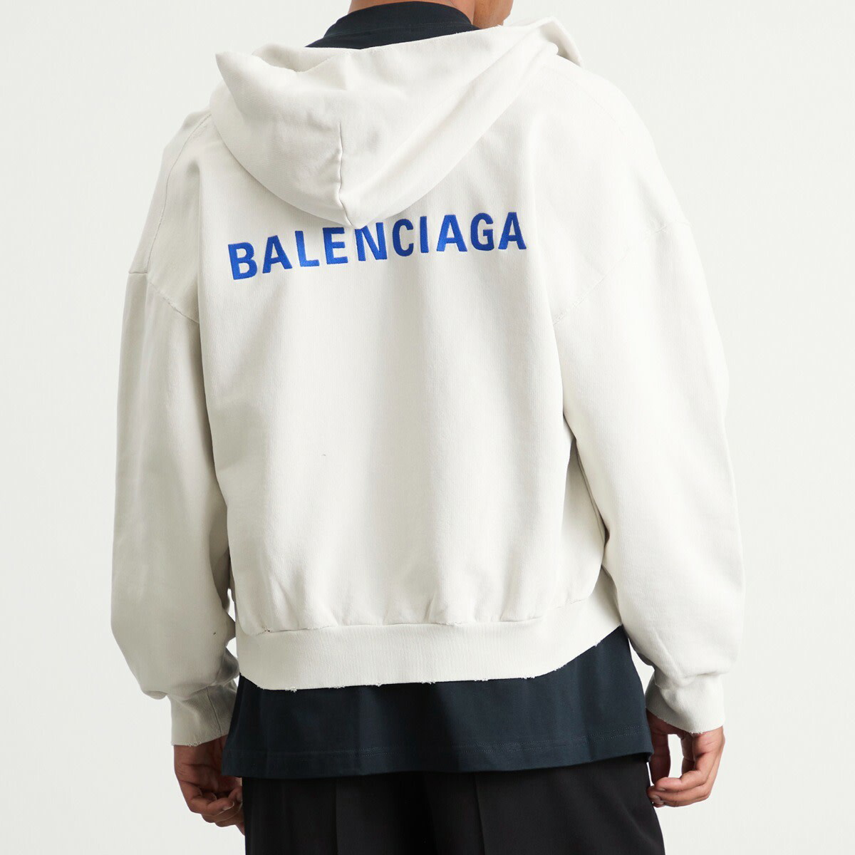 パーカー・フーディ Balenciaga Logo Back Dry Molleton Zip-Up Hoodie Balenciaga Men's Logo Back Dry Molleton Zip-Up Hoodie in