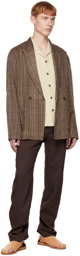 Karu Research Brown Double-Breasted Blazer