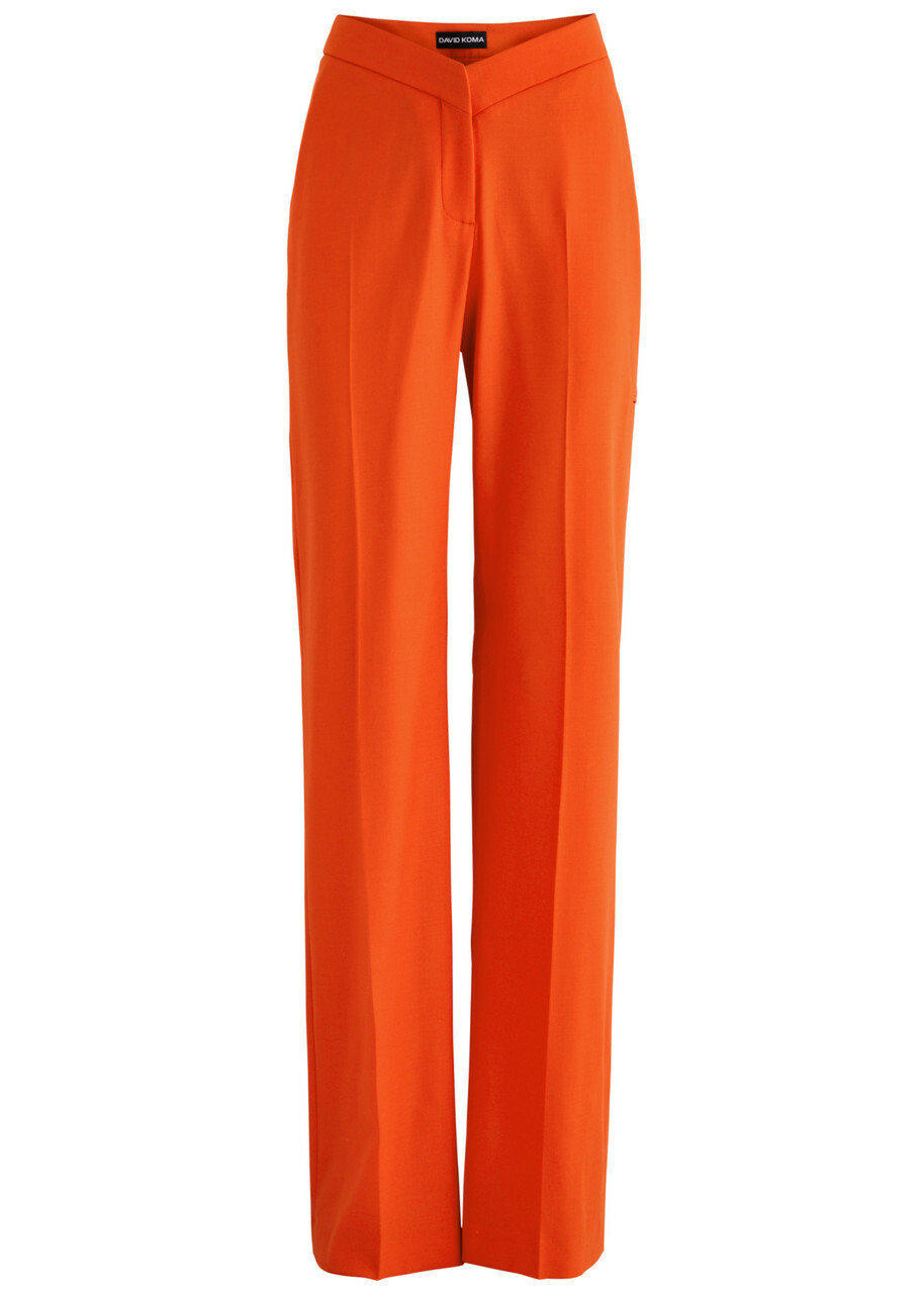 David Koma Straight-leg Stretch-wool Trousers Orange