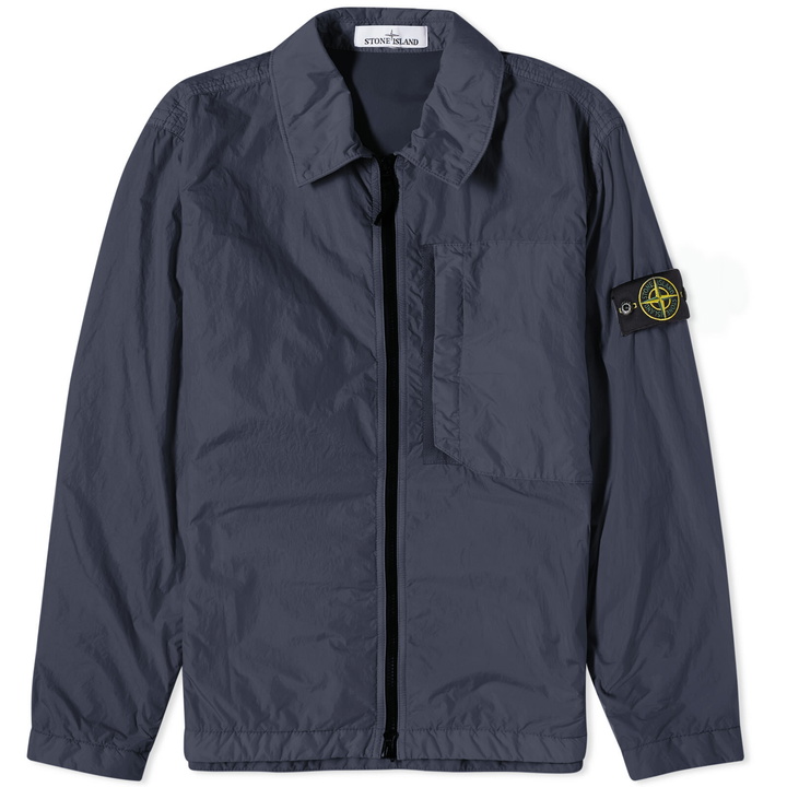 Photo: Stone Island Men's Crinkle Reps Zip Overshirt in Navy Blue