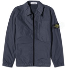 Stone Island Men's Crinkle Reps Zip Overshirt in Navy Blue