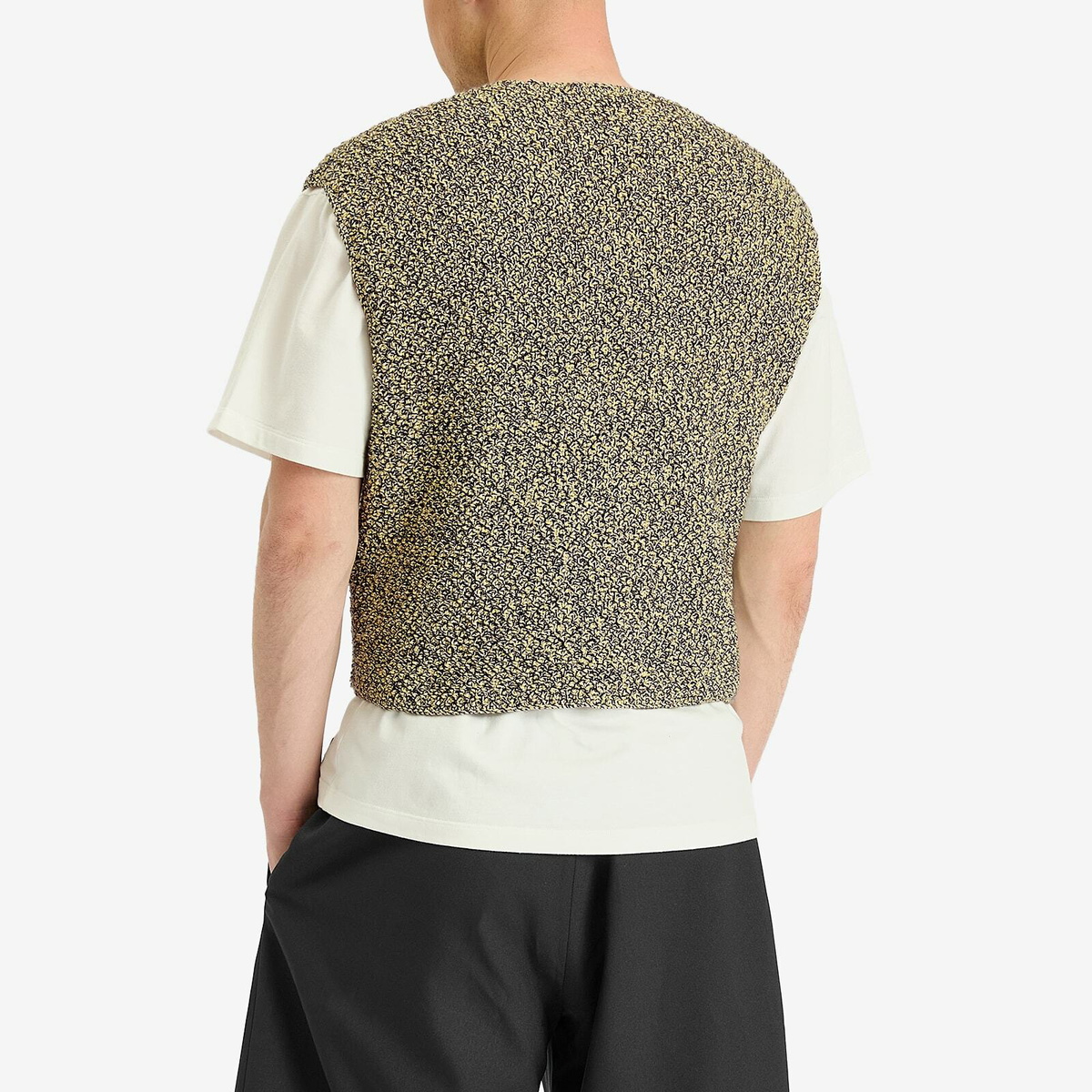 トップス AURALEE COTTON CASHMERE CORD KNIT VEST Auralee Men's Cotton Cashmere Cord Knit Vest in Lime/Navy Auralee