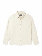 A.P.C. - Logo-Embroidered Cotton and Linen-Blend Corduroy Overshirt - Neutrals