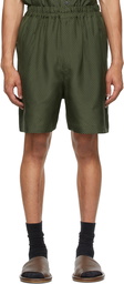 By Walid Green Silk Blaze Shorts