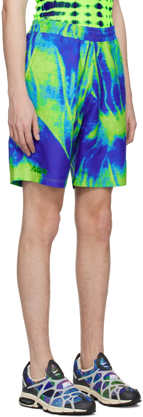 AGR Blue & Green Graphic Swim Shorts