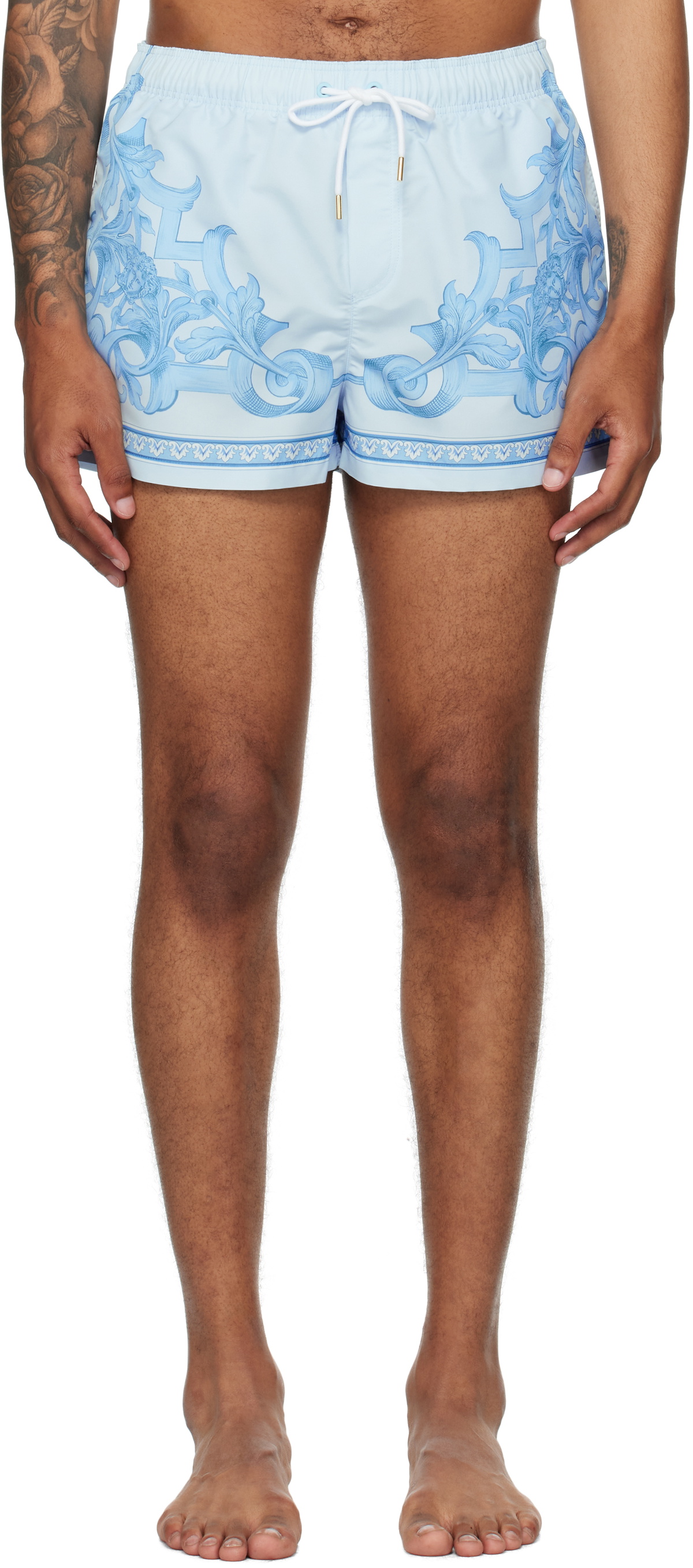 Versace Blue Barocco Medusa Print Swim Shorts Versace