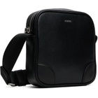 Hugo Black Grained Leather Messenger Bag