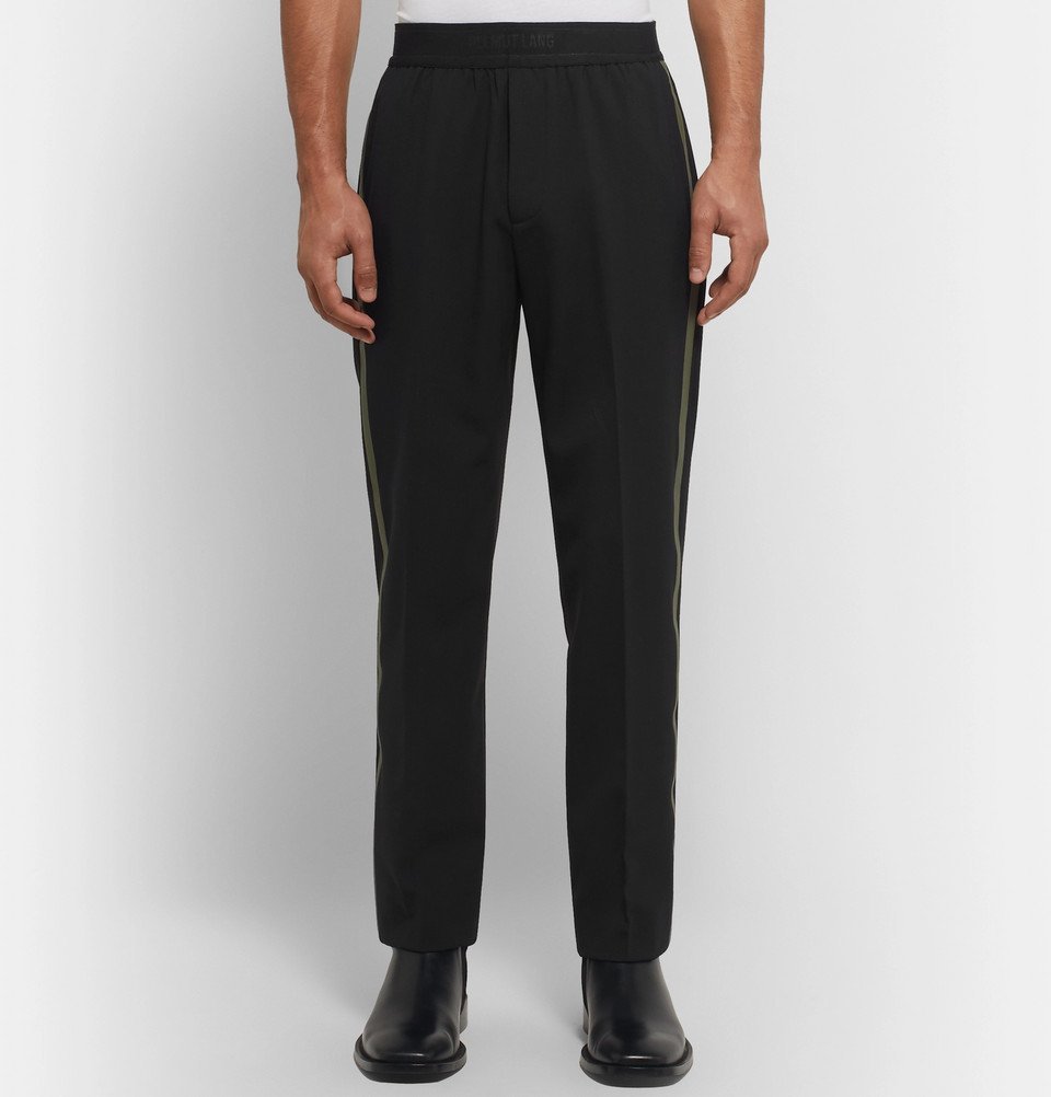 Helmut Lang - Tapered Striped Stretch-Wool Trousers - Black