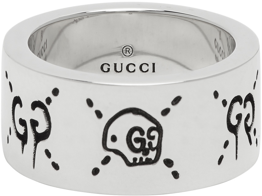 Gucci Silver Large 'GucciGhost' Ring Gucci