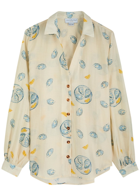 Photo: Never Fully Dressed Oyster Miley Printed Woven Shirt Cream