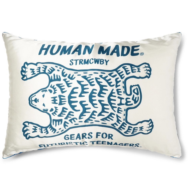 Photo: Human Made - Polar Cord-Trimmed Printed Satin Cushion - White