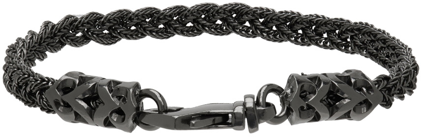 Emanuele Bicocchi Gunmetal Braided Bracelet Emanuele Bicocchi