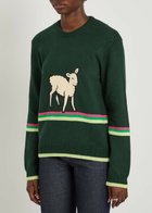 JW Anderson Sheep Striped Cotton-knit Jumper Green