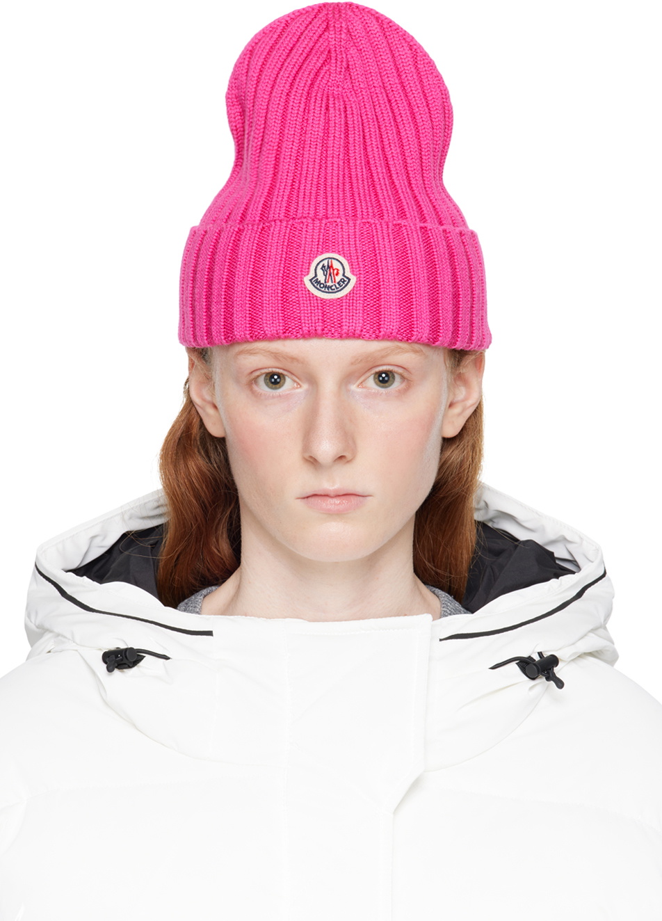 Moncler Pink Logo Beanie Moncler