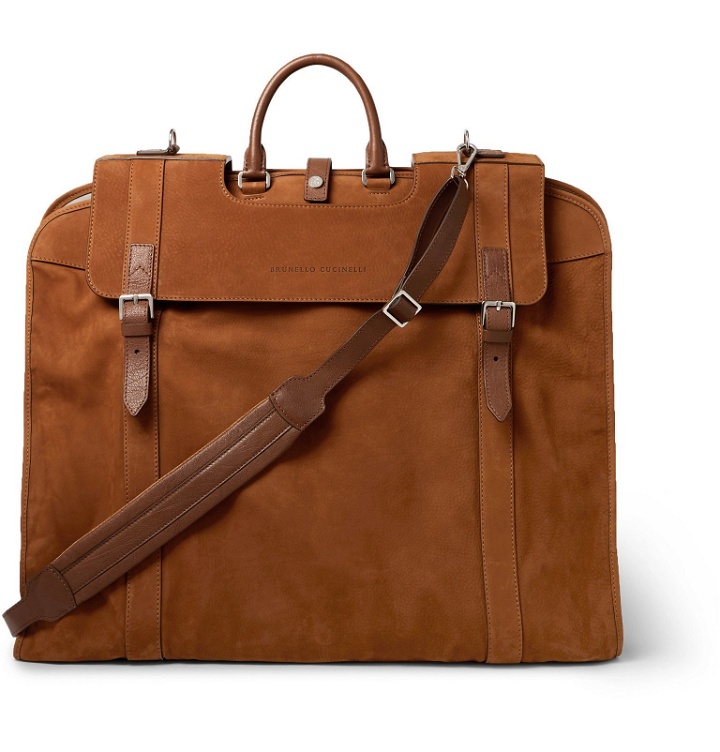 Photo: Brunello Cucinelli - Leather-Trimmed Nubuck Suit Carrier - Brown
