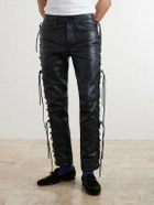 TOM FORD - Straight-Leg Full-Grain Leather Trousers - Black