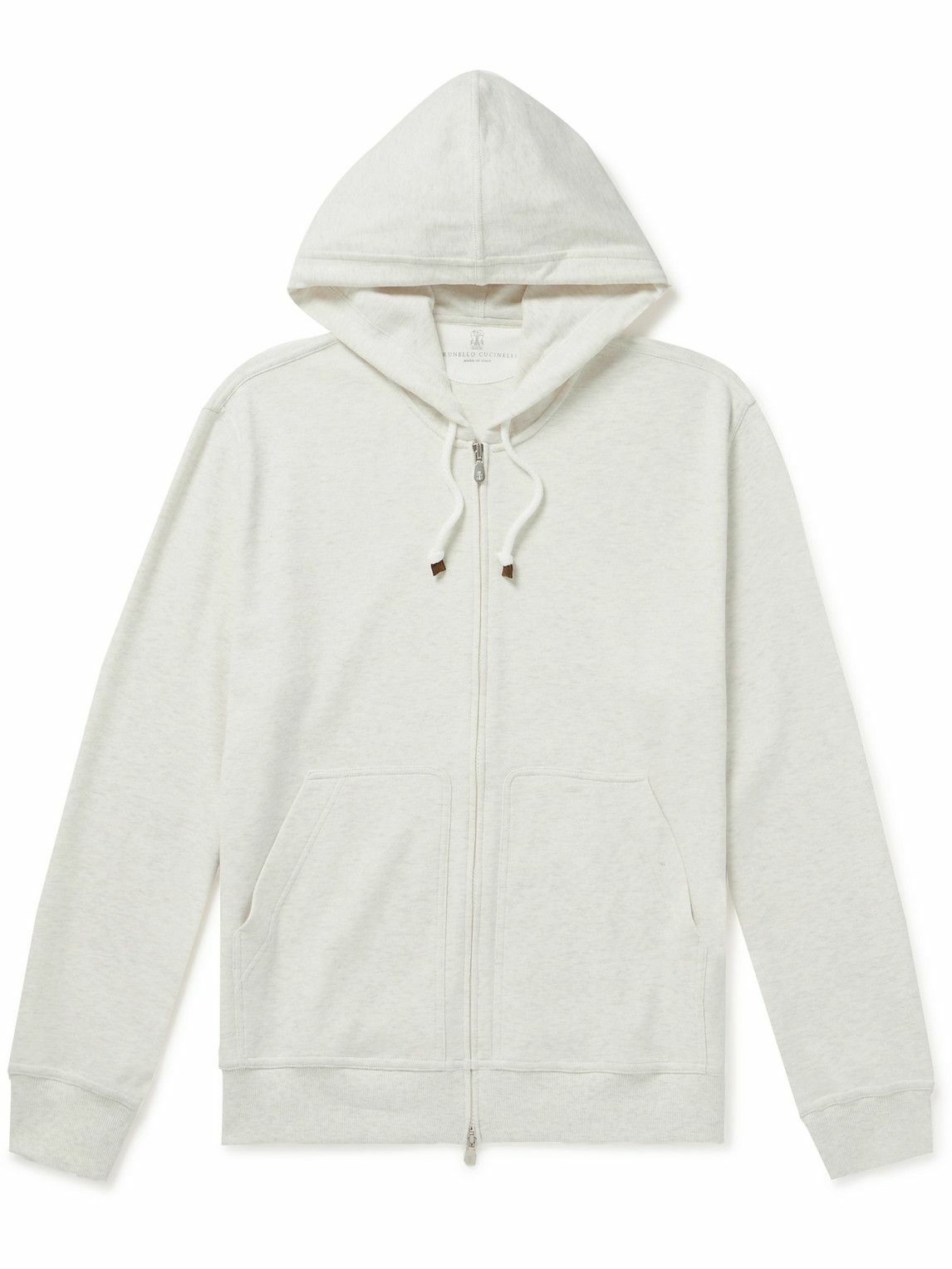 Brunello Cucinelli - Cotton-Blend Jersey Zip-Up Hoodie - Gray Brunello ...