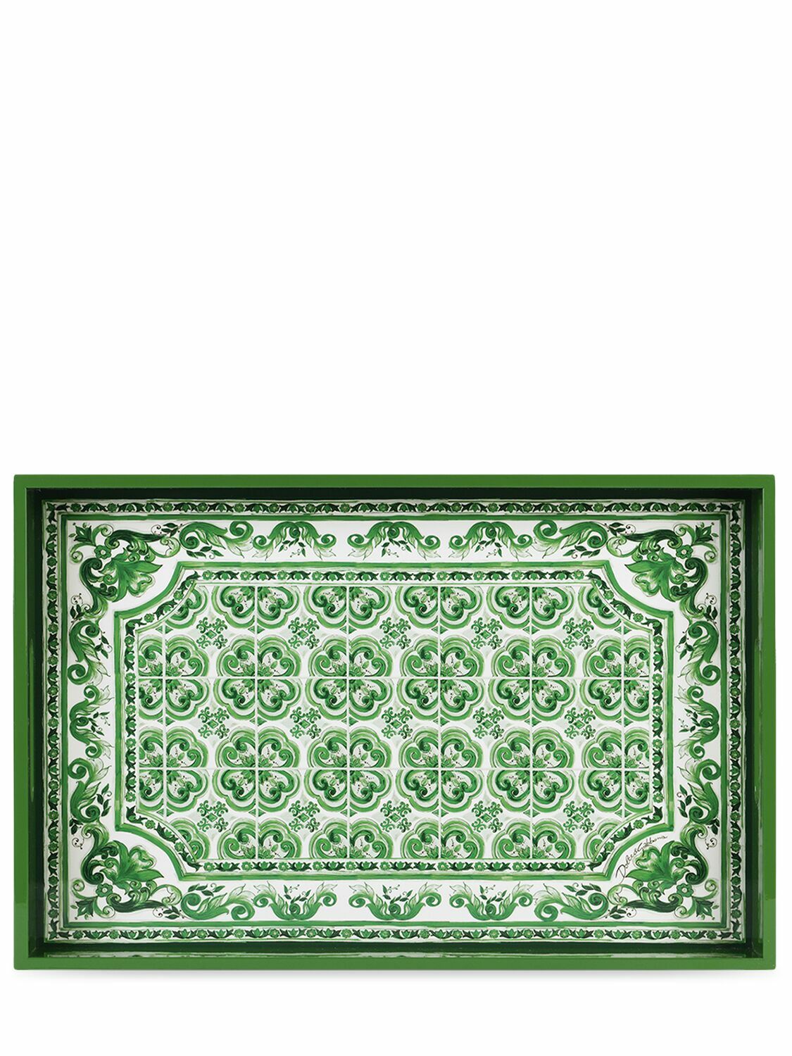 DOLCE & GABBANA Maiolica Verde Wooden Tray