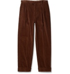GUCCI - Pleated Cotton-Corduroy Trousers - Brown