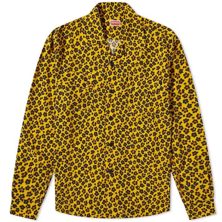Photo: Kenzo Paris Men's Hana Leopard Hawaiian Shirt in Golden Yellow