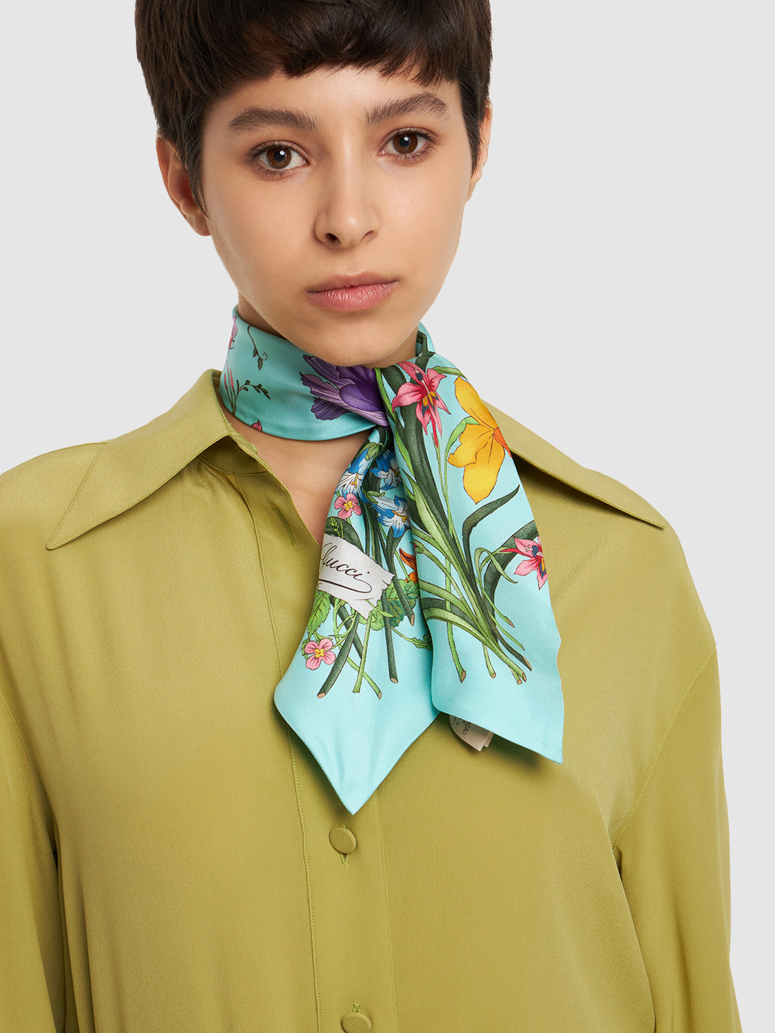 GUCCI グッチ　GG Flora Neck Bow スカーフ GUCCI - Flora Print Silk Neck Bow Gucci