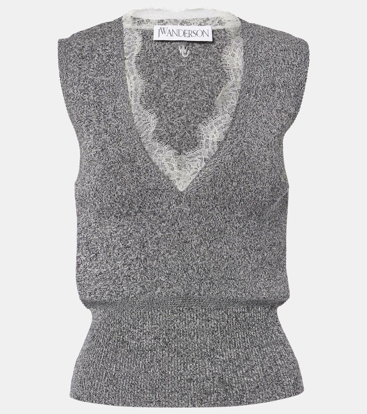 JW Anderson Lace-trimmed cotton-blend sweater vest