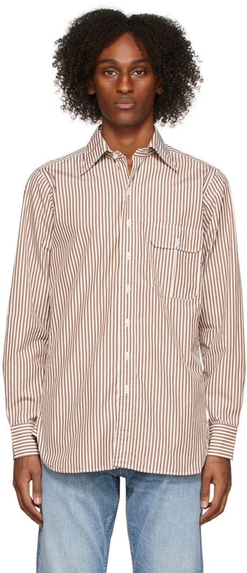 Photo: Drake's Brown & White Striped Shirt