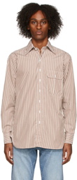 Drake's Brown & White Striped Shirt