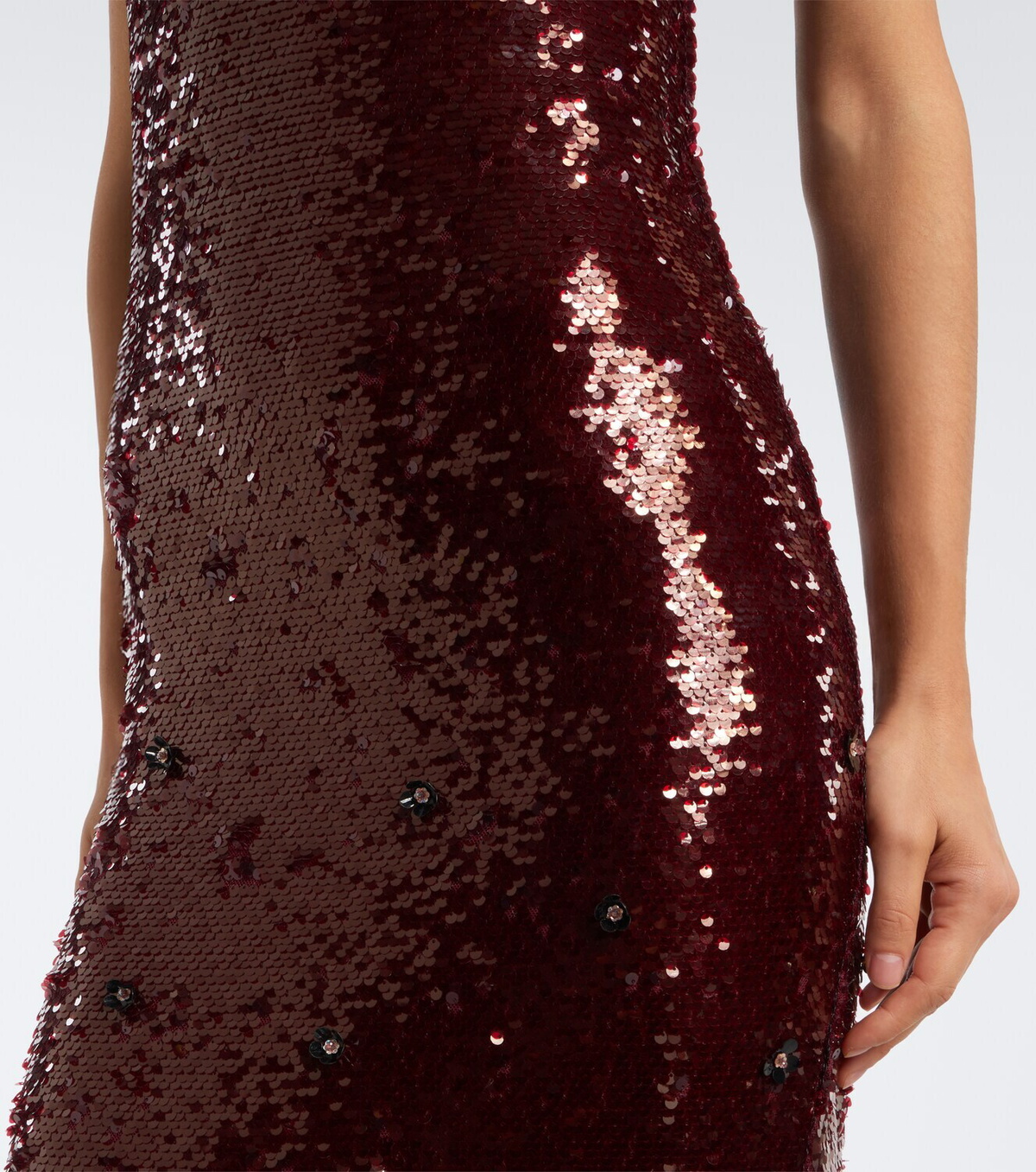 Là Fuori Sequined bustier gown