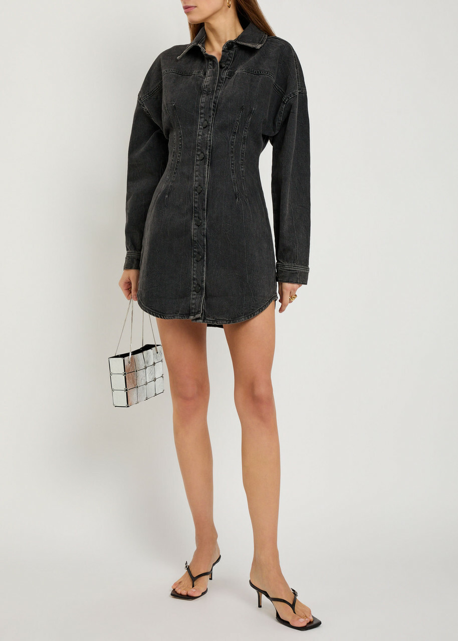 Good American Stretch-denim Mini Dress Black
