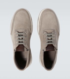 Berluti Echappée Scritto Mid Top suede Derby shoes