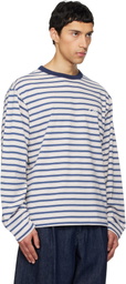We11done White & Blue We11done Stripe Long-Sleeve T-shirt