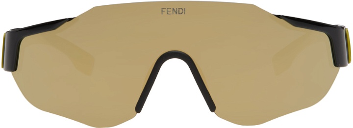 Photo: Fendi Black & Green Sport Baguette Sunglasses